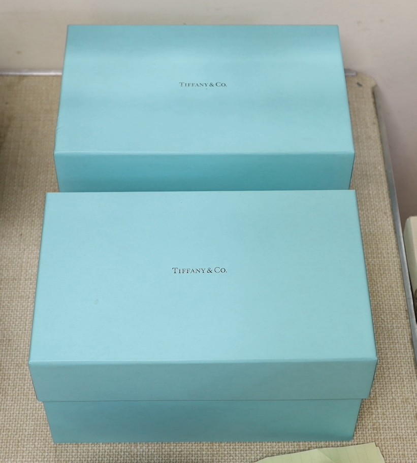 Tiffany ‘rabbit’ and ‘pig’ money banks, original boxes, pig 20cm wide